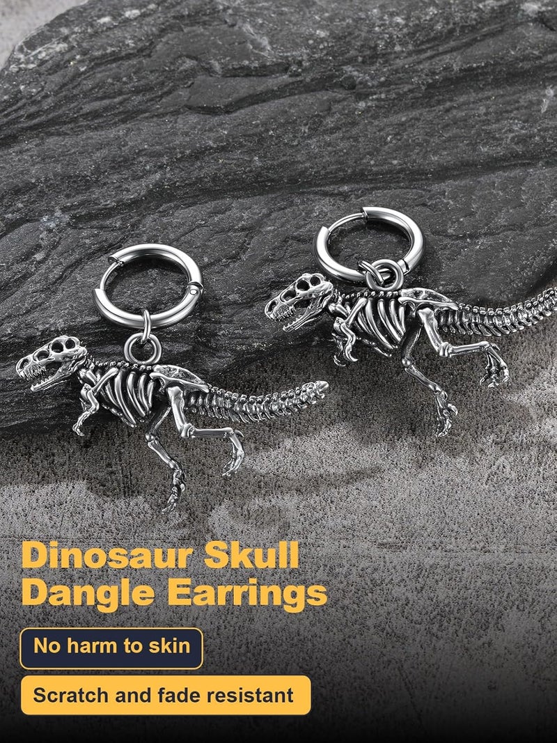 U7 Dragon Earrings Stainless Steel/18K Gold/Black/S925 Sterling Silver Hoop Earrings for Men Women, Personalized Punk Rock Huggie Earrings, Hypoallergenic - Image 4